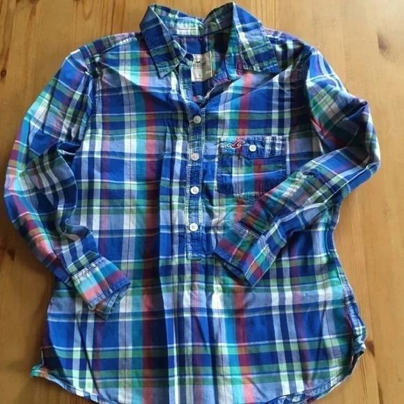 Fitted Plaid 3/4  Sleeve Shirt - Picture 1 of 4